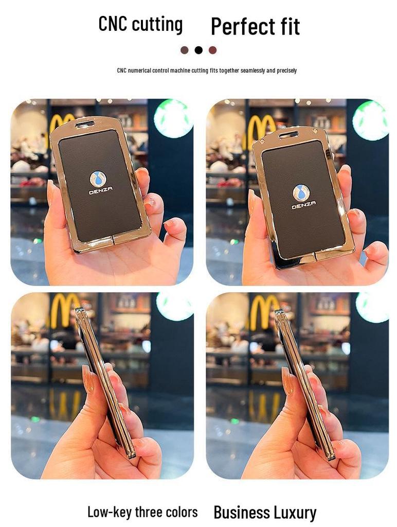 Denza D9 Key Fob Cover, NFC Car DMI Pickup Case, EV Metal Buckle Full Enclosure for New Model.