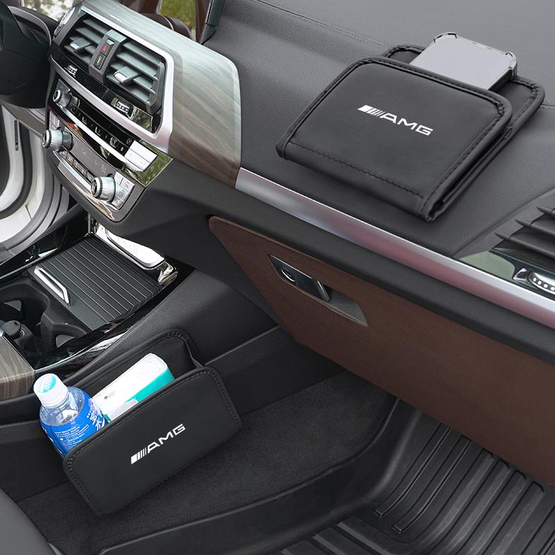 Car Seat Back Organizer Door Side Suspension Storage Bag Stickers For Mercedes Benz AMG A B C E G CLA GLA W211 W214 W205 W203