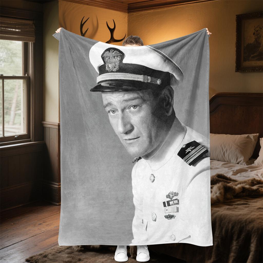 1pc John Wayne Retro Black and White Poster blanket, al season lightweigh Poster blanket home office outdoor nap multifunc Poster blanketional blanket
