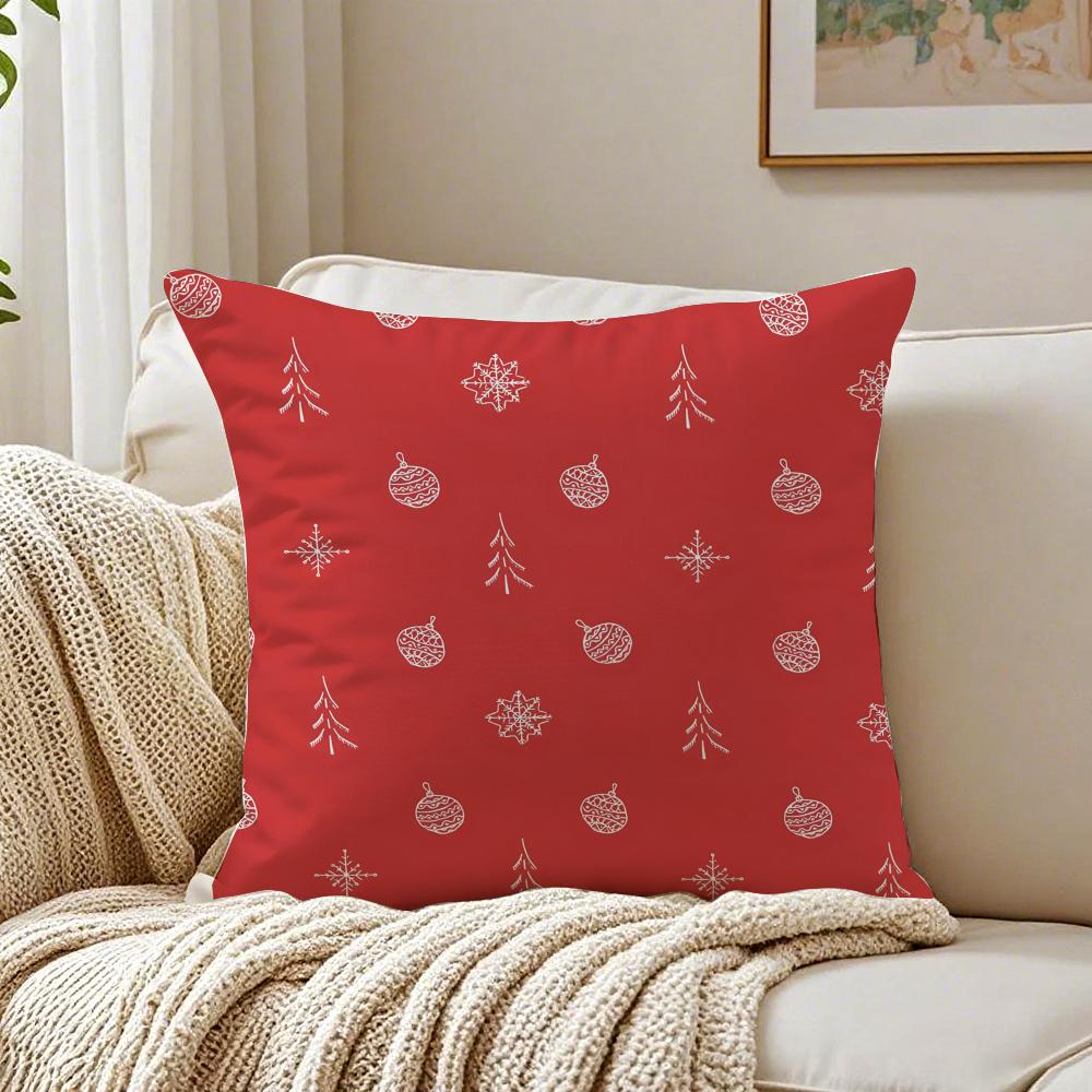 Christmas red bell socks Santa Claus Cushion Cover Linen Minimalist Soft for Sofa Bed Home Room Decor