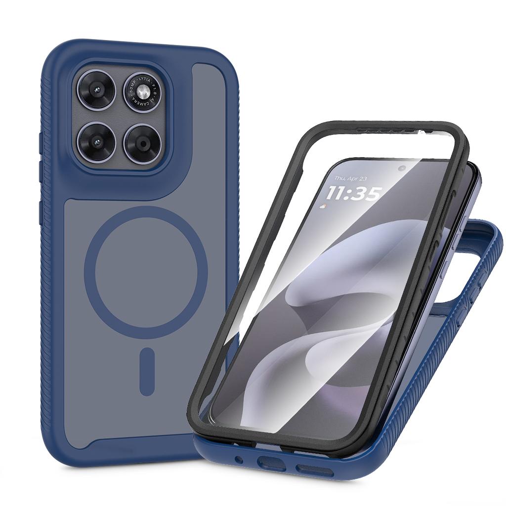 PET Screen Protector Skin Feel Magnetic Phone Case For Motorola Moto G67 G77 TPU Frame Translucent Frosted Acrylic Cover Fundas