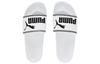 Men's Slippers PUMA Leadcat Leather Patchwork Slip Resistant Slip Resistant Slide Slippers Unisex White Black