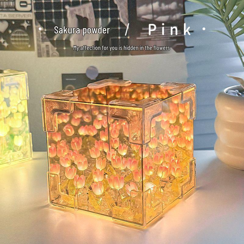 Tulpen Nachtlicht DIY Kit - Rubik's Würfel Blumenschmuck für Mädchengeburtstag