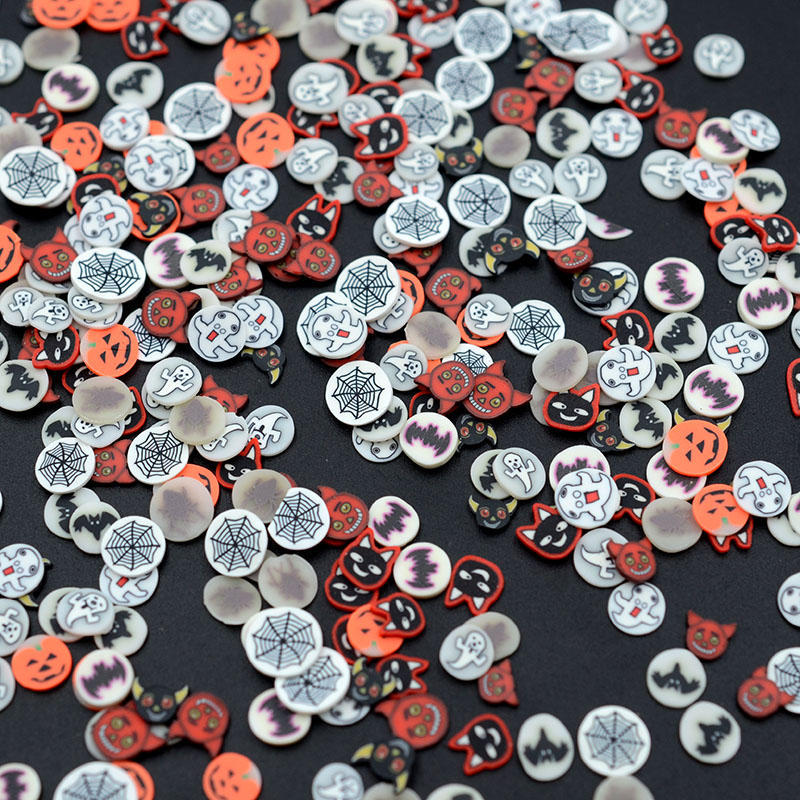 CHENXI Mix Style Sprinkles 500G Halloween Spider Web Ghost Pumpkin Mix Polymer Clay Slices Sprinkles for Slime One Size