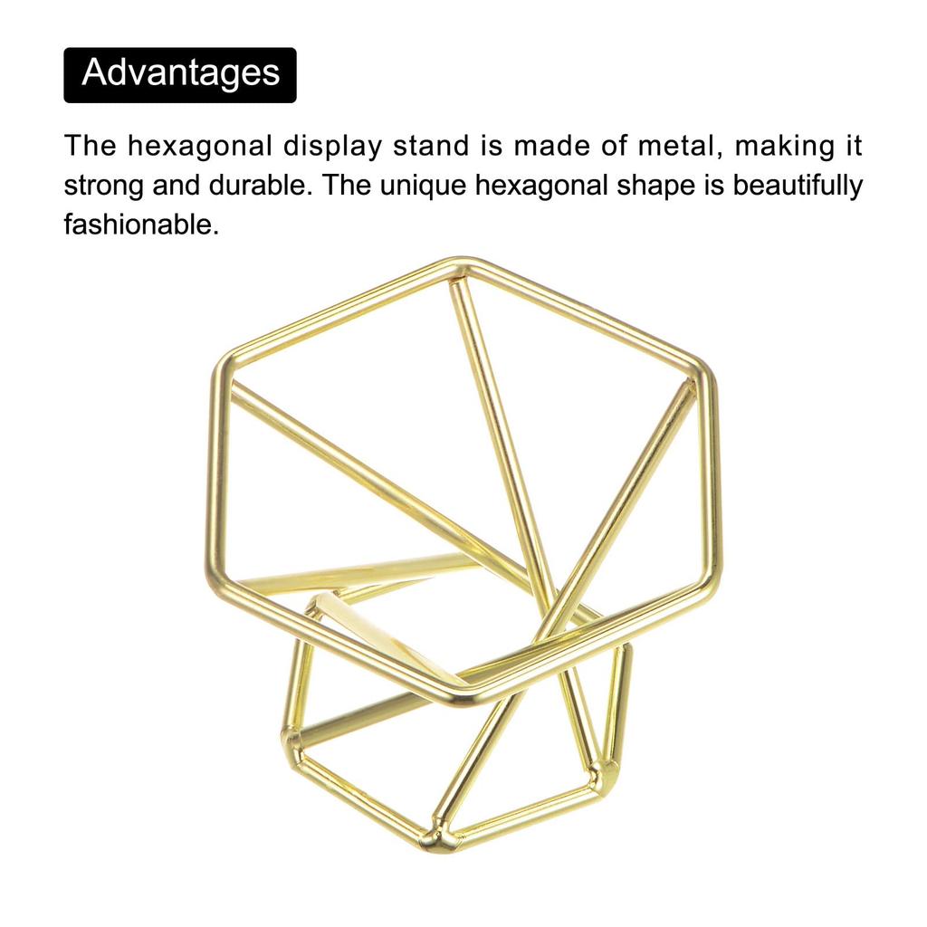 uxcell Hexagonal Display Stand for Crystal Balls, 3.3cm Diameter, Metal Ball Holder, Gold, Pack of 3