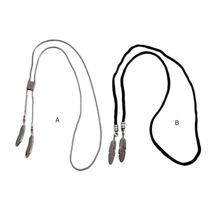 Punk Bolo Tie Cowboy Feathers Feathers Necktie Necklace Semi-finished Accessory