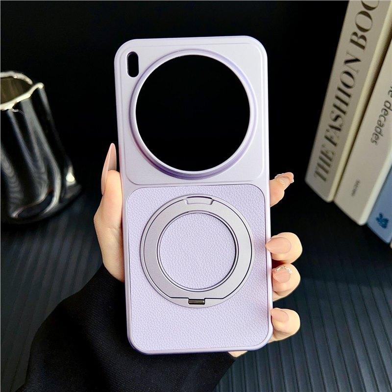 Applicable to VIVO X300S mobile phone case, lychee leather pattern 360 rotating magnetic suction bracket X200Ultra anti-drop hard cover