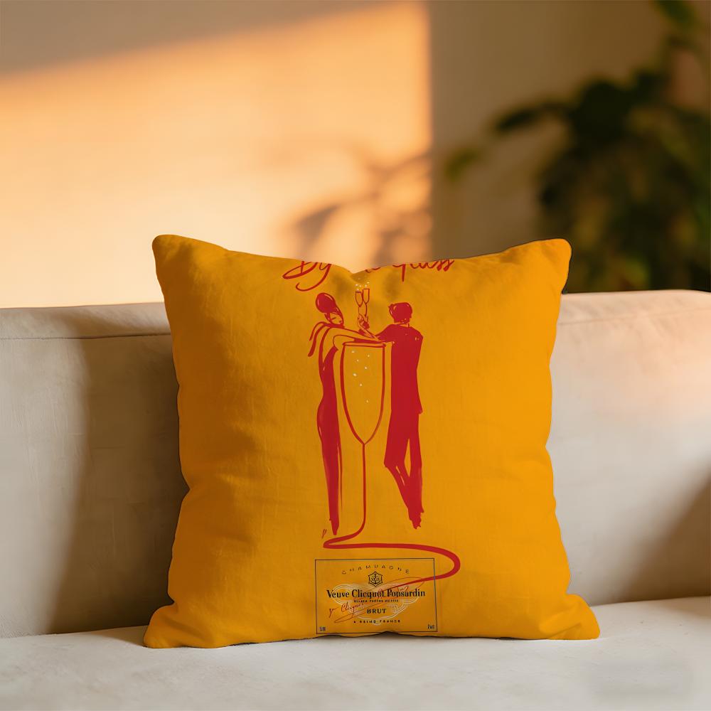 

Venve Clicquot Cushion Cover Cozy Velvet Throw PillowSoft Warm Cushion For Sofa Bed 30x30 cm