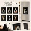 6 Piece Wooden Frame Ghost Art Halloween Magnetic Refrigerator Decor Set with Magnetic Attachment for Holiday Display