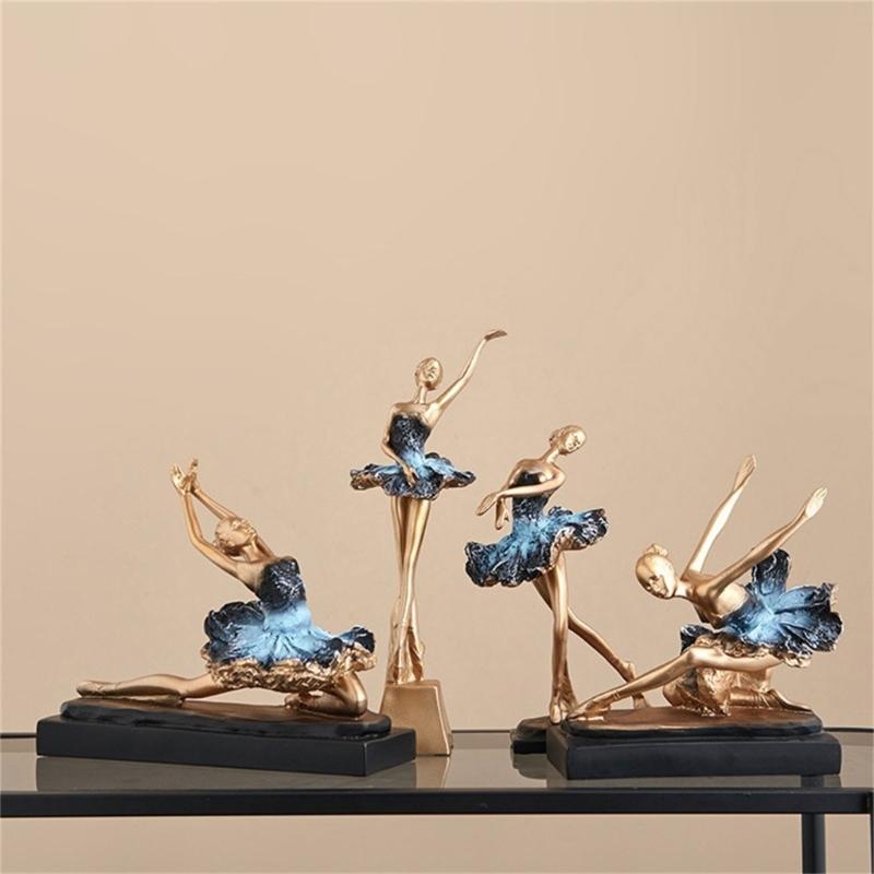 Ballet Dancer Figurine European Girl Dancer Ornament Figure Sculpture Craft For Table Bookcase Accent