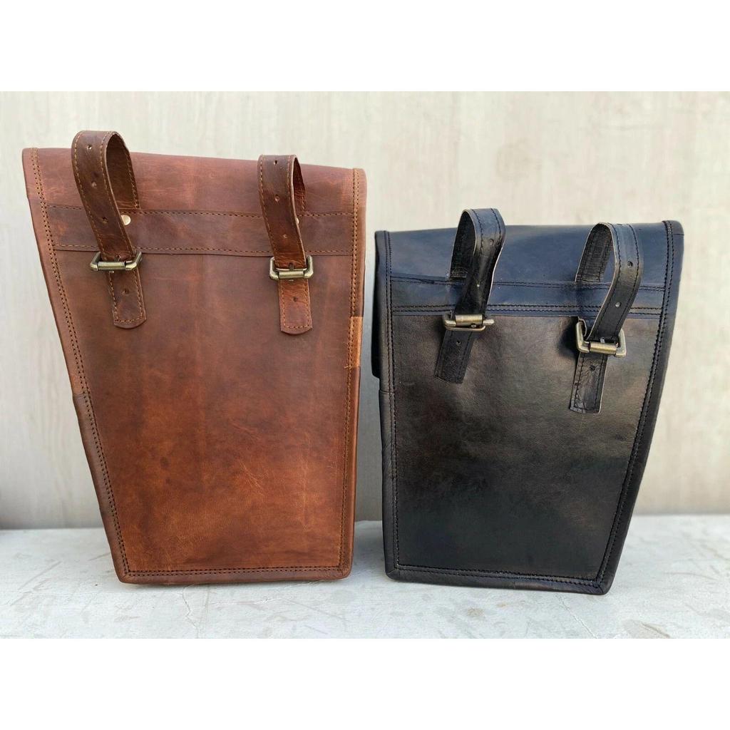 Motorcycle Saddle Side Bag Real Vintage Leather Left Right Front Back Tool Pouch