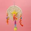 Pet   Non Toxic Straw Plaited Wood Block Chewing Biting Hanging Swing Toy Bird Cage Accessories(S )