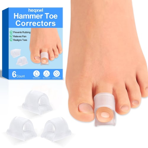 Hammer Toe Corrector, 6-Pack Toe Spacers, Toe Straightener for Curled Toes, Bunion Corrector for Preventing Friction and Relieving Pressure (Medium)