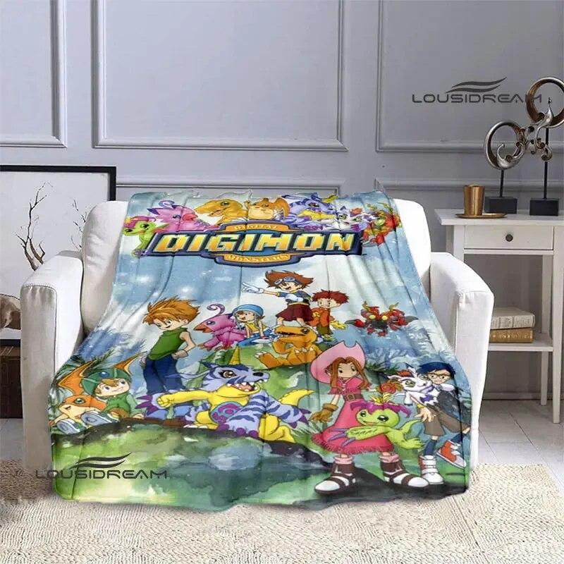 Digimon Cartoon Printing Blanket Flange Warm Blanket Picnic Blanket Home Travel Blanket Bed Linings Birthday Gift
