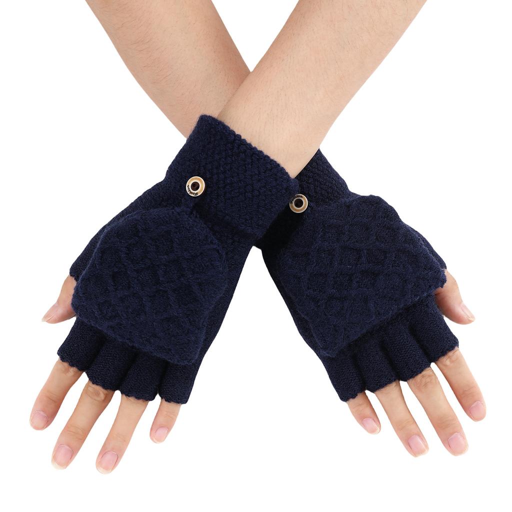 New Autumn and Winter Styles of Men's and Women's Woolen Short Sleeve Sleeves Fingerless Gloves Warm Fashionable and Trendy Half Finger Gloves