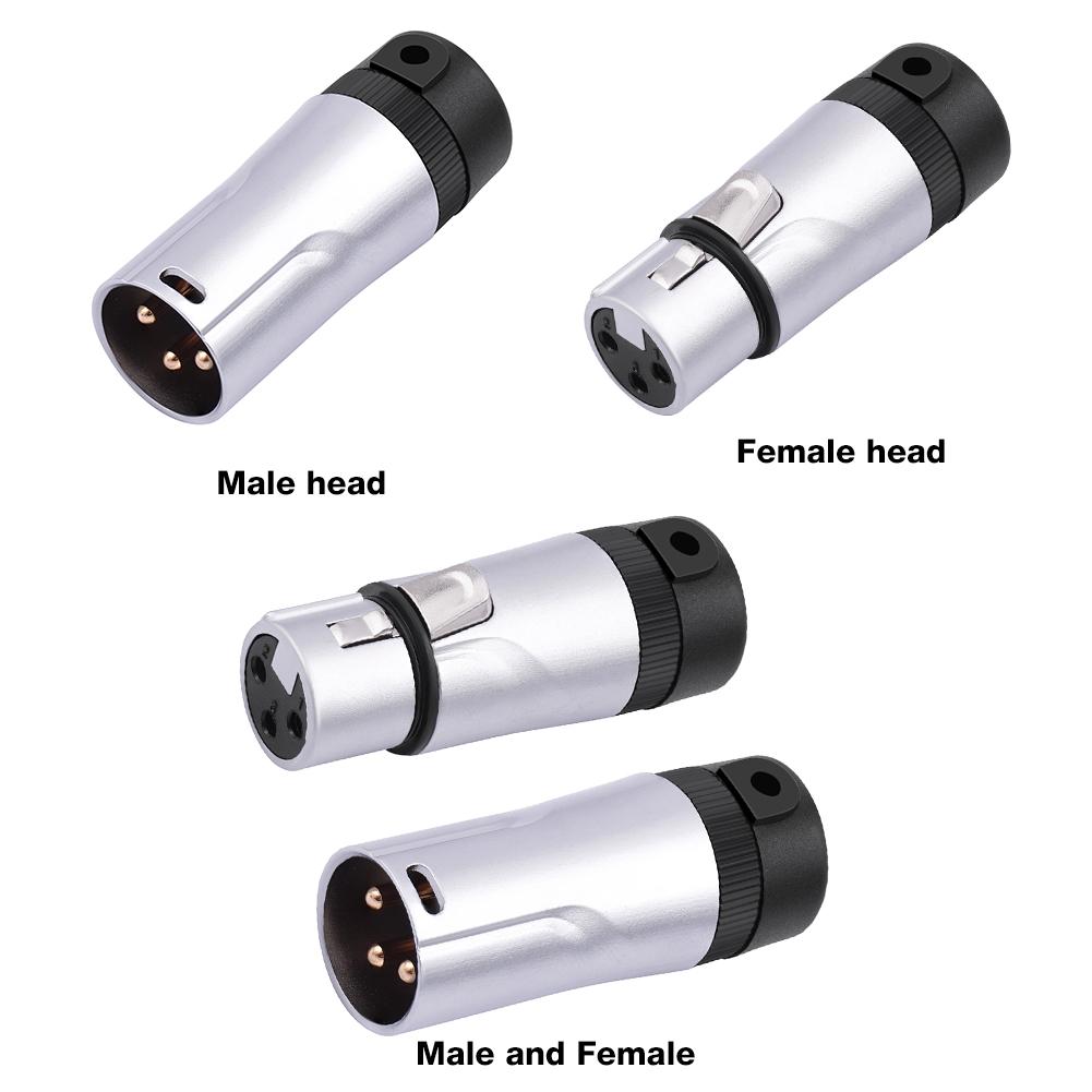 Male/Female Compact XLR Microphone Solder Adapter Gold Plated XLR Connector Plug Audio Mic Microphone DMX Plug Jack Socket