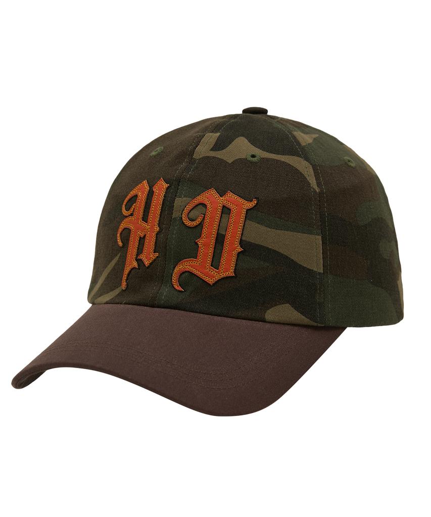 HOODHOOD Hd Artificial Leather Applique Camo Ball Cap Khaki
