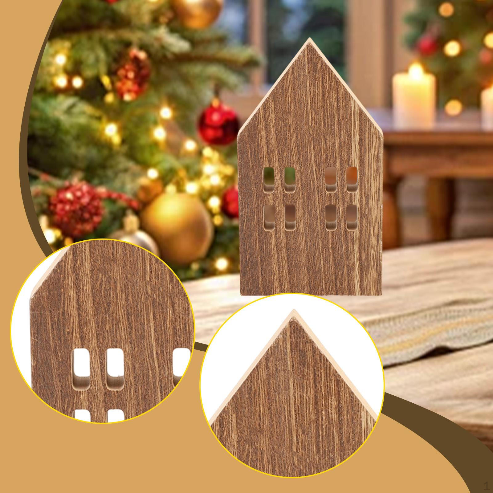 

House Shaped Wooden Sign Block Christmas Decoration Farmhouse Home for Coffee коричневый