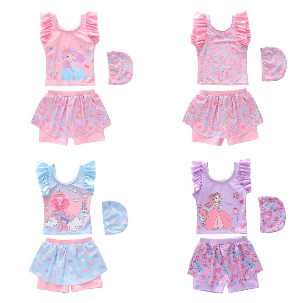 2026 Sleeveless Cartoon Two-Piece Swimsuit for Girls - Toddler and Small Children Skirt Style