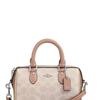 COACH Rowan 18 classic brand logo presbyopia Boston bag shoulder crossbody bag artificial leather handbag small size women's sand yellow and taupe