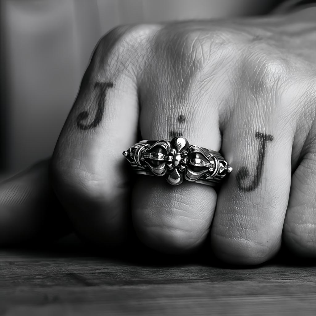 Retro Crown Jokers Adjustable Open Ring For Men Silver-plated Copper Punk Gothic Edgy  Bikers Accessories Halloween Gift
