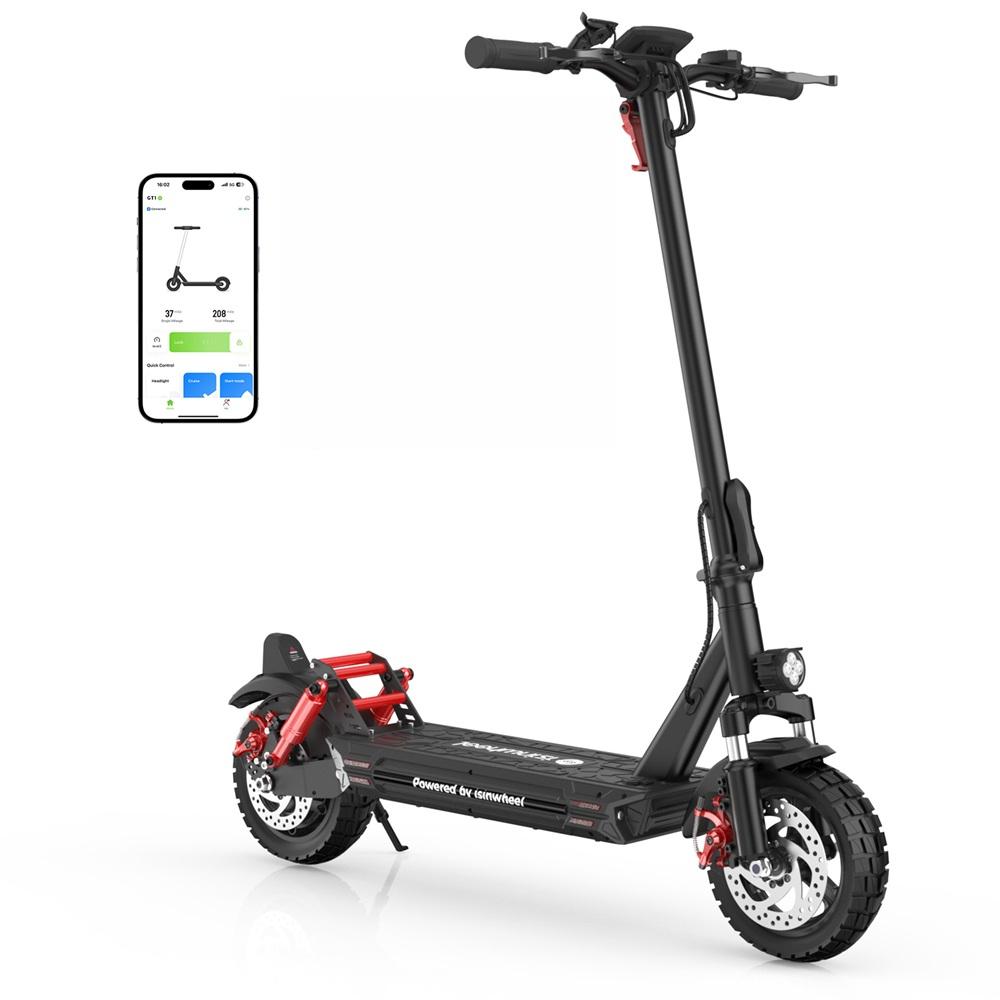 Isinwheel GT1 Electric Scooter - 800W Motor, 45km Range, 10" Off-Road Tires with Dual Suspension & LCD Display