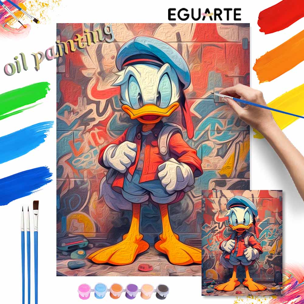 Disney Donald Duck Graffiti Paint By Number Kit Number Drawing Canvas DIY Picture Home Decor Painting Wall Art Oil Colorful Gift 130