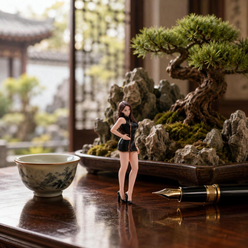 Miniature Woman Figurine 1/18 Scale Resin Cheongsam Style Female Ornament for Display