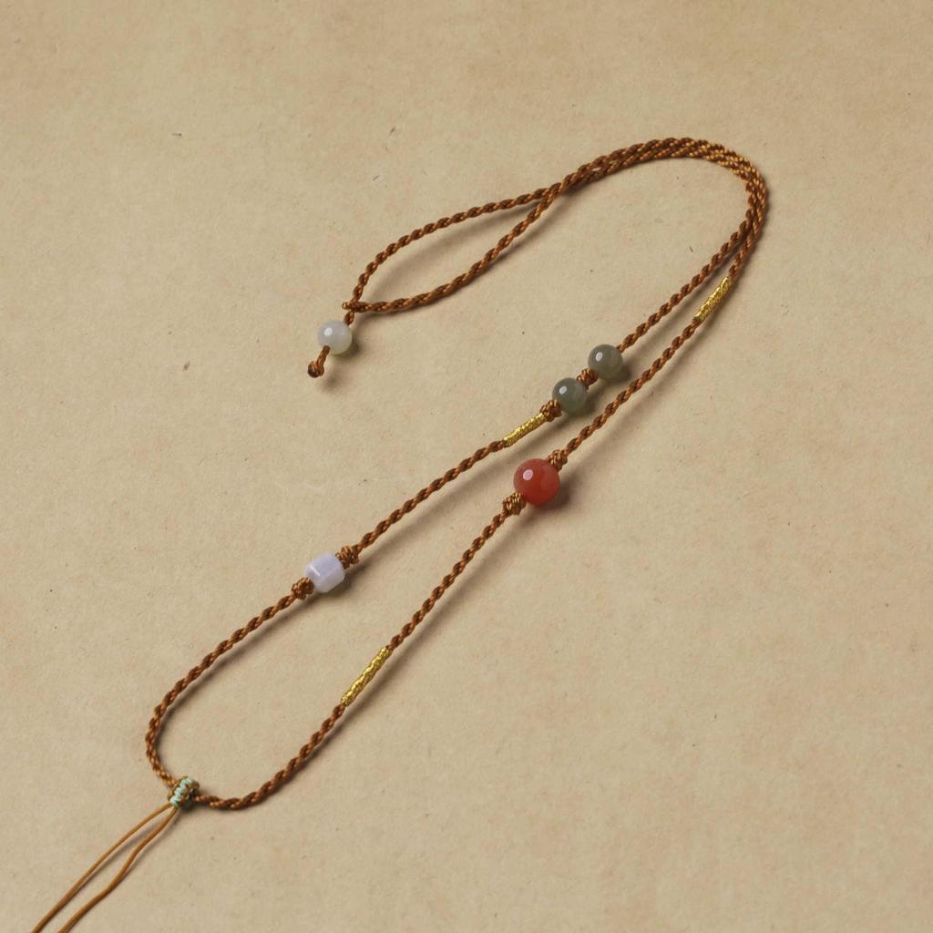 Handmade Vintage Hetian Jade Pendant Necklace with Exquisite Cord