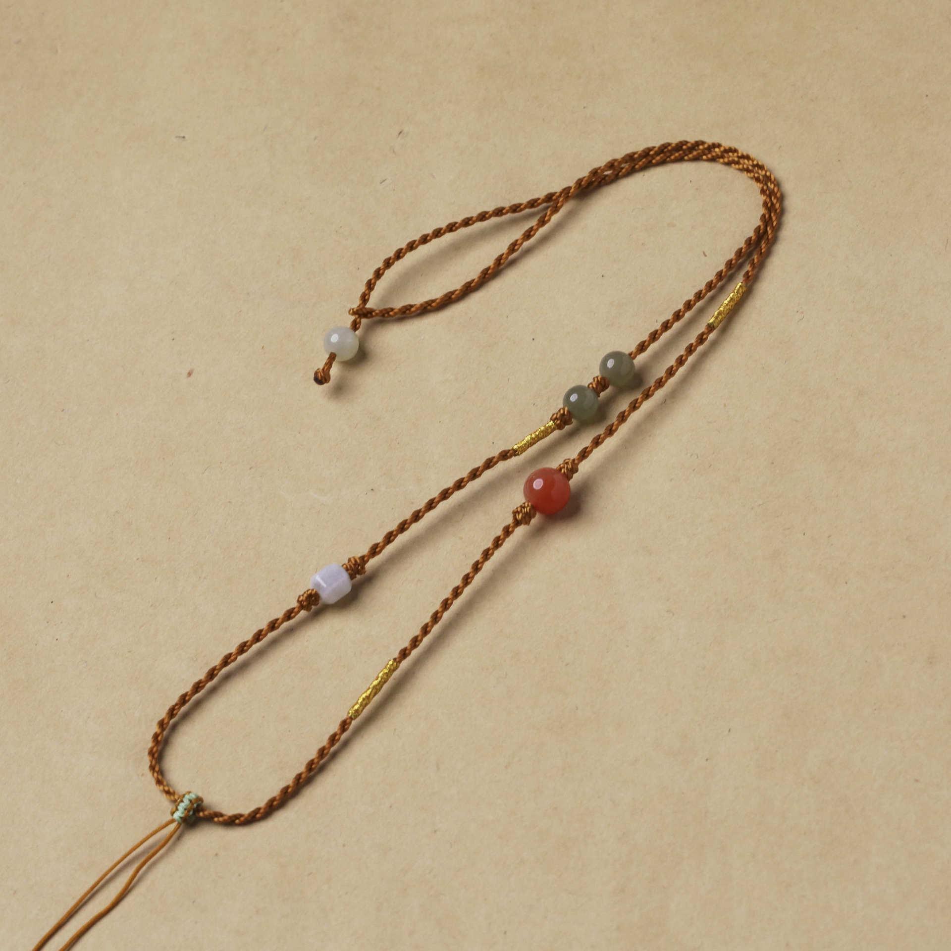 

Винтажное ожерелье-подвеска из нефрита Хетан ручной работы с изысканным шнурком Adjustable