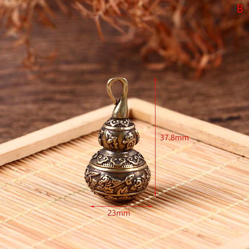 Brass Letters Blessing Lotus Gourd Charms Lucky Keychain Pendants Pill Box Container Bottle