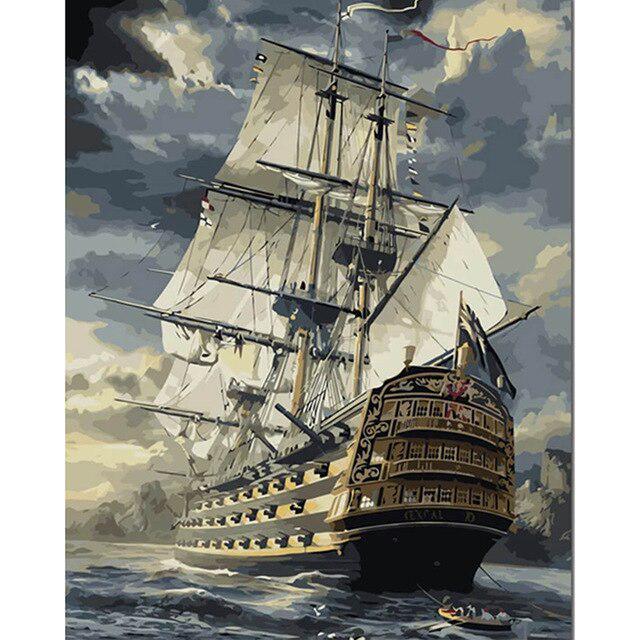 Cartoon DIY 5D Diamond Painting Full Round Drill Mosaic Ship Scenery Diamond Embroidery Rhinestone Cross Stitch Home Decor