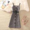 Women's 2023 Retro Wool Plaid Sweater Dress Suit: Trendy Autumn/Winter Two-Piece Set