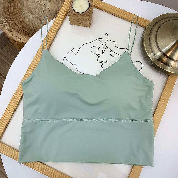 Nahtloses Damen-Tanktop aus Eis-Seide mit Brustpolstern - Bandeau im koreanischen Stil
