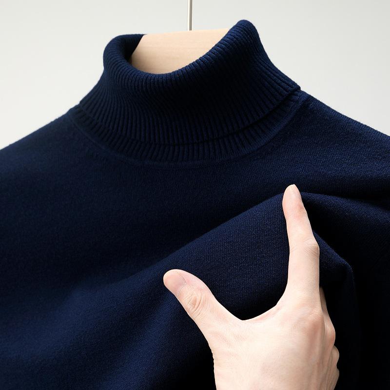 Herren Wollpullover mit hohem Kragen - Lässig, Unifarben, Strickware für Herbst/Winter