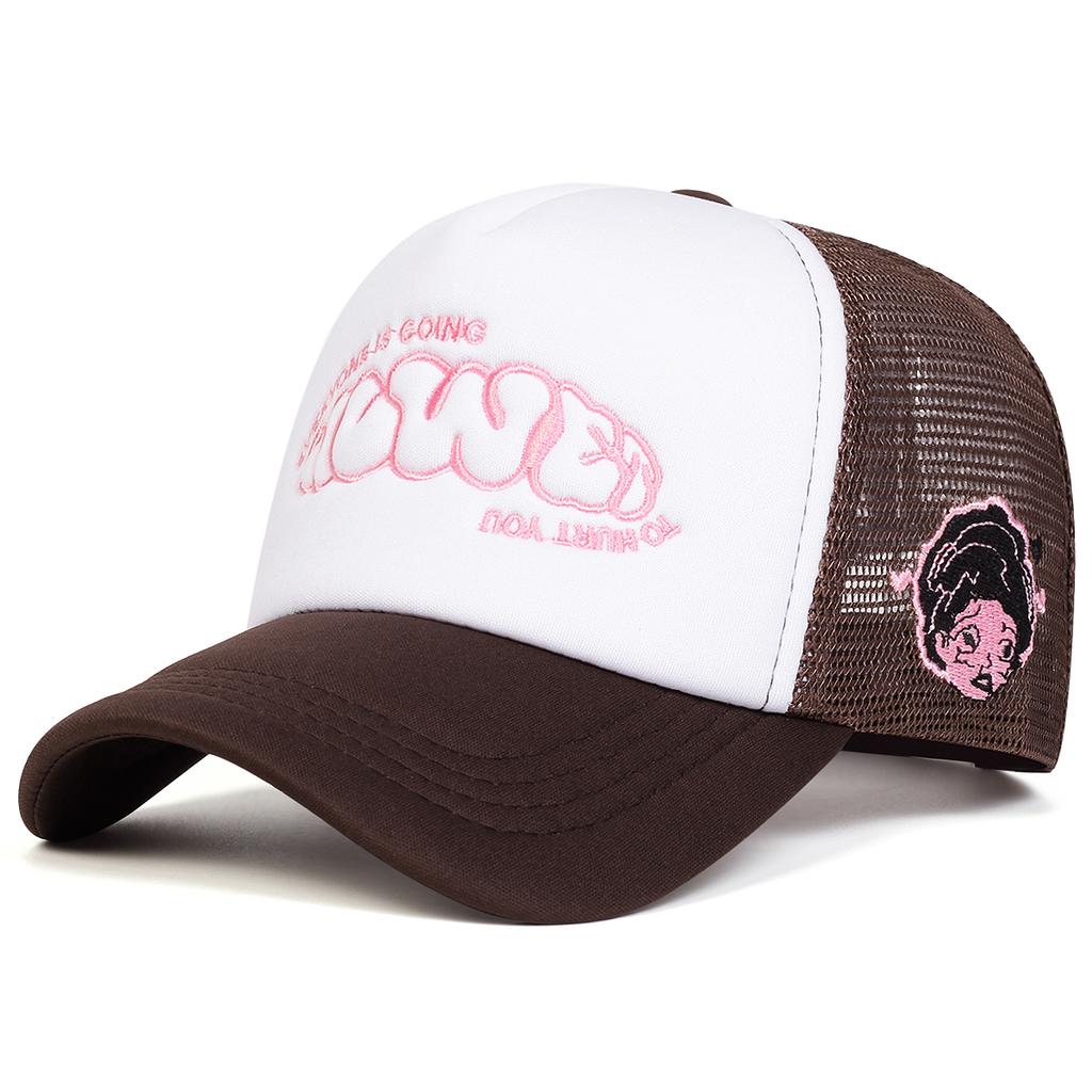 Men Letter Side Girl Embroidered Baseball Cap Mesh Hat Outdoor Adjustable Sunscreen Leisure Hat Spring Autumn Travel Tourism Beach Vacation