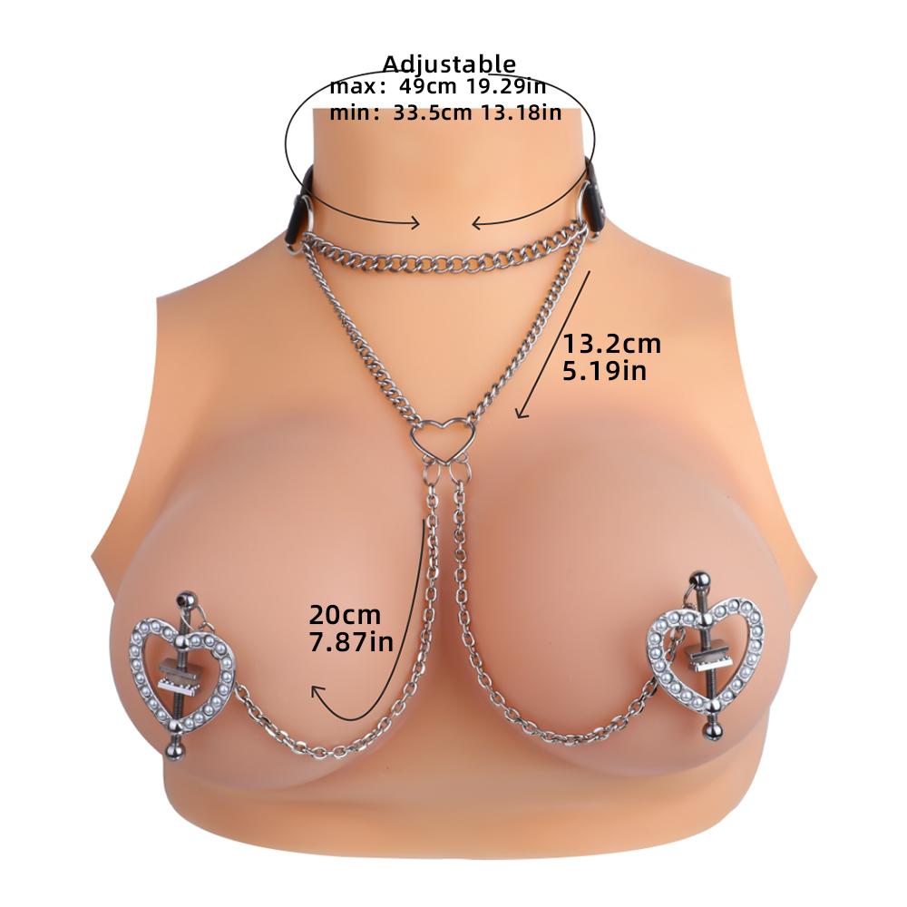 QKKQ Choker Leather Collar Nipple Clamp Breast Clip Chain Couples SM Sex Toys for Women Adult Games Erotic Products