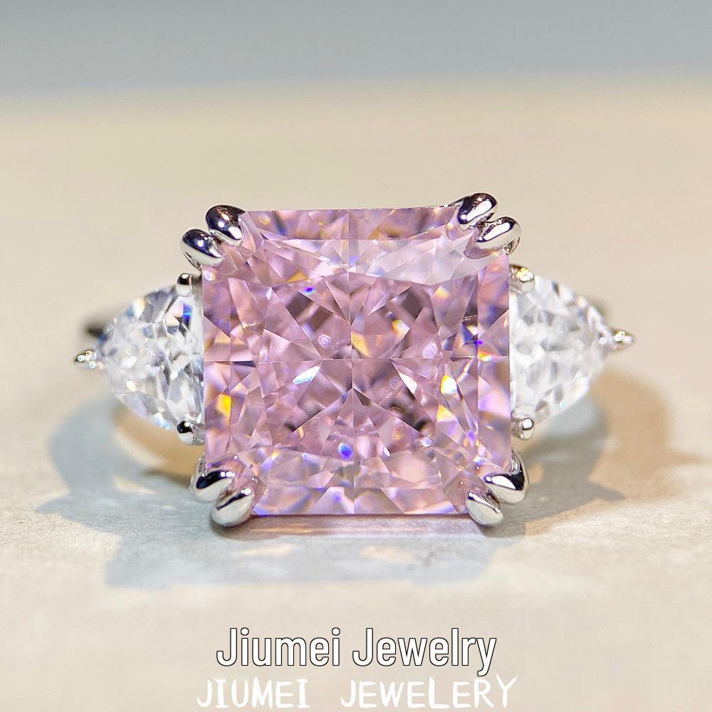 

S925 Sterling Silver 5-Carat Zircon Square Cut Diamond Ring for Women Size 8