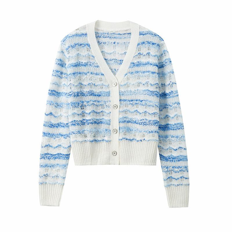 

Washi yarn hollowed-out knitted cardigan top women s new summer long-sleeved sunscreen loose casual long-sleeved jacket one size fits all белый