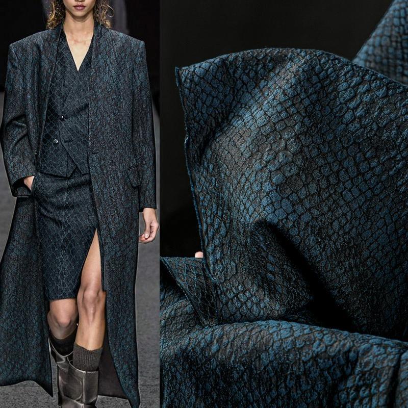 100x130cm Creative Texture Jacquard Fabric Red Black Snakeskin Mottled Plaid Vintage Washed Design Fabric DIY Clothing Material