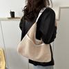 Khaki Straw Shoulder Bag Large Capacity Underarm Tote Bag Summer Woven Handbag  Female