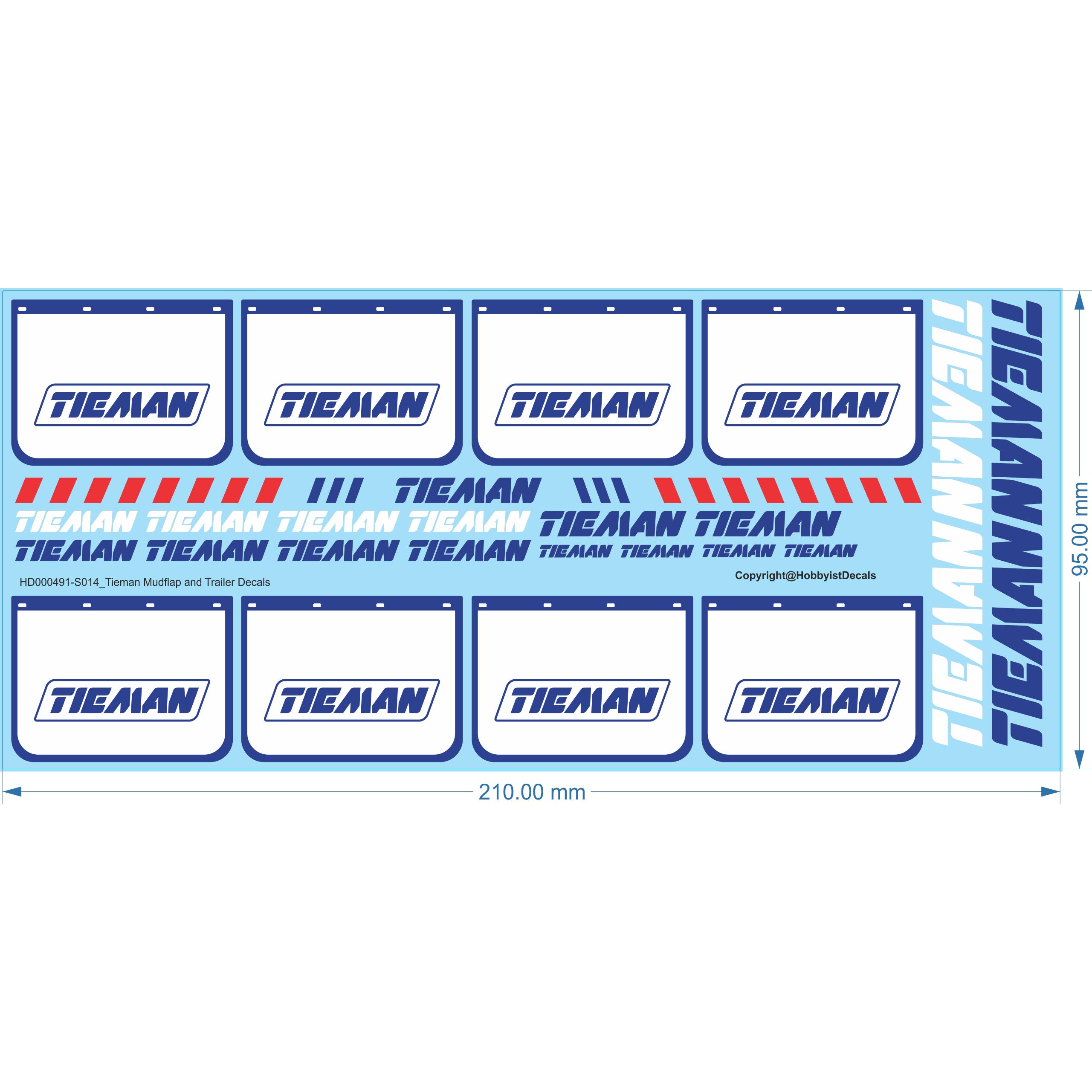Tieman Mudflap and Trailer Decals - 1/14 - Water Decal - Waterslide, 1/14