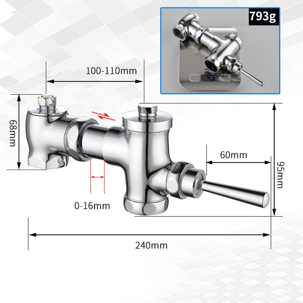 Heavy Duty Brass Toilet Flush Valve Wear-Resistant Manual Press Valve for Squat Toilet Versatile Application in School Hotel
