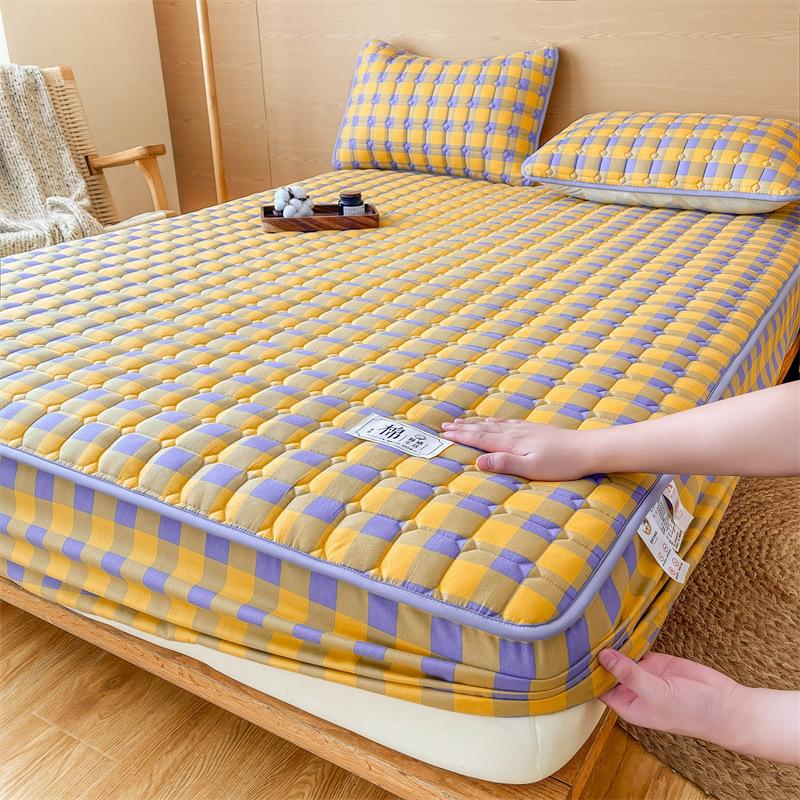 Unprinted Cotton Mattress Three-piece Set of Padded Cotton Thickened All-inclusive Simmons Mattress Protective Cover Non-slip