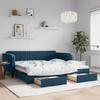 Vidaxl Sofa Rozsuwana Z Szufladami, Niebieska, 100X200 Cm, Aksamit