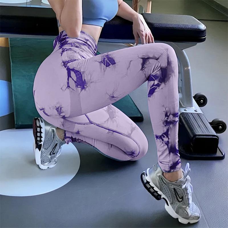 Women's High Waist Tie-Dye Yoga Pants - Super Elastic Seamless Peach Butt Fitness Leggings