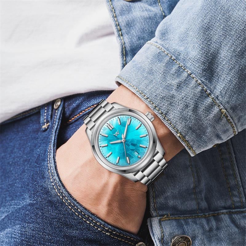 WM Watch Automatic Mechanical Watch NH35 Glacier Series 100M Waterproof AR Coated Sapphire Welly Merck Watches For Man WM226