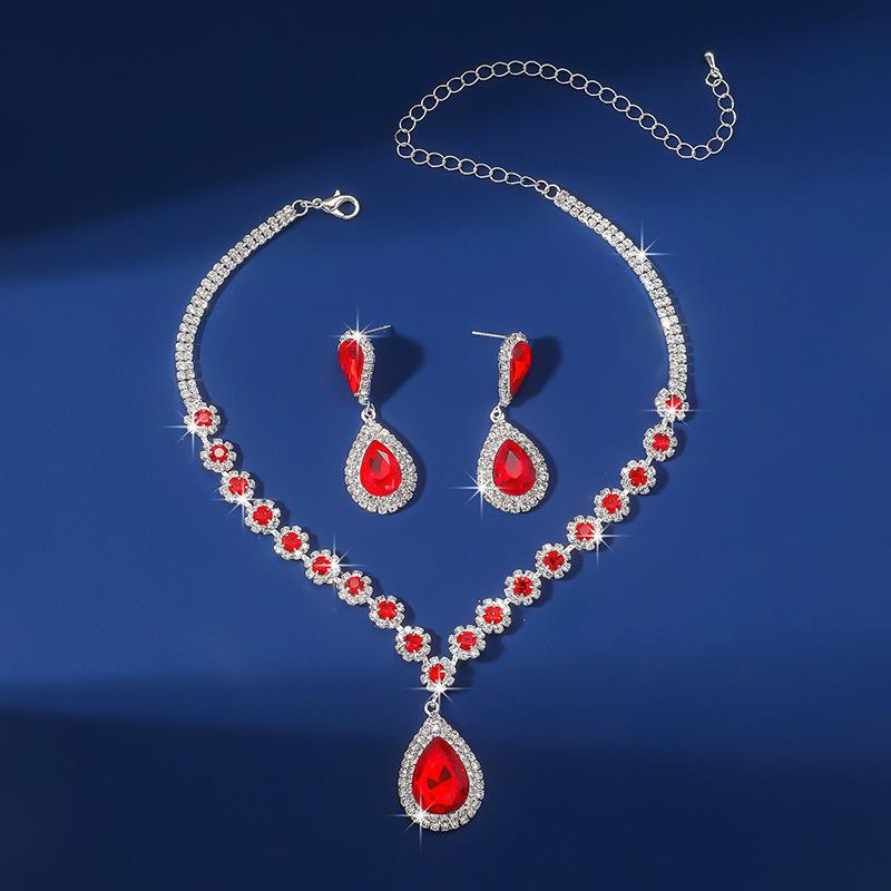 Exclusive Women's Rhinestone Jewelry Set: Necklace, Ring, Earrings