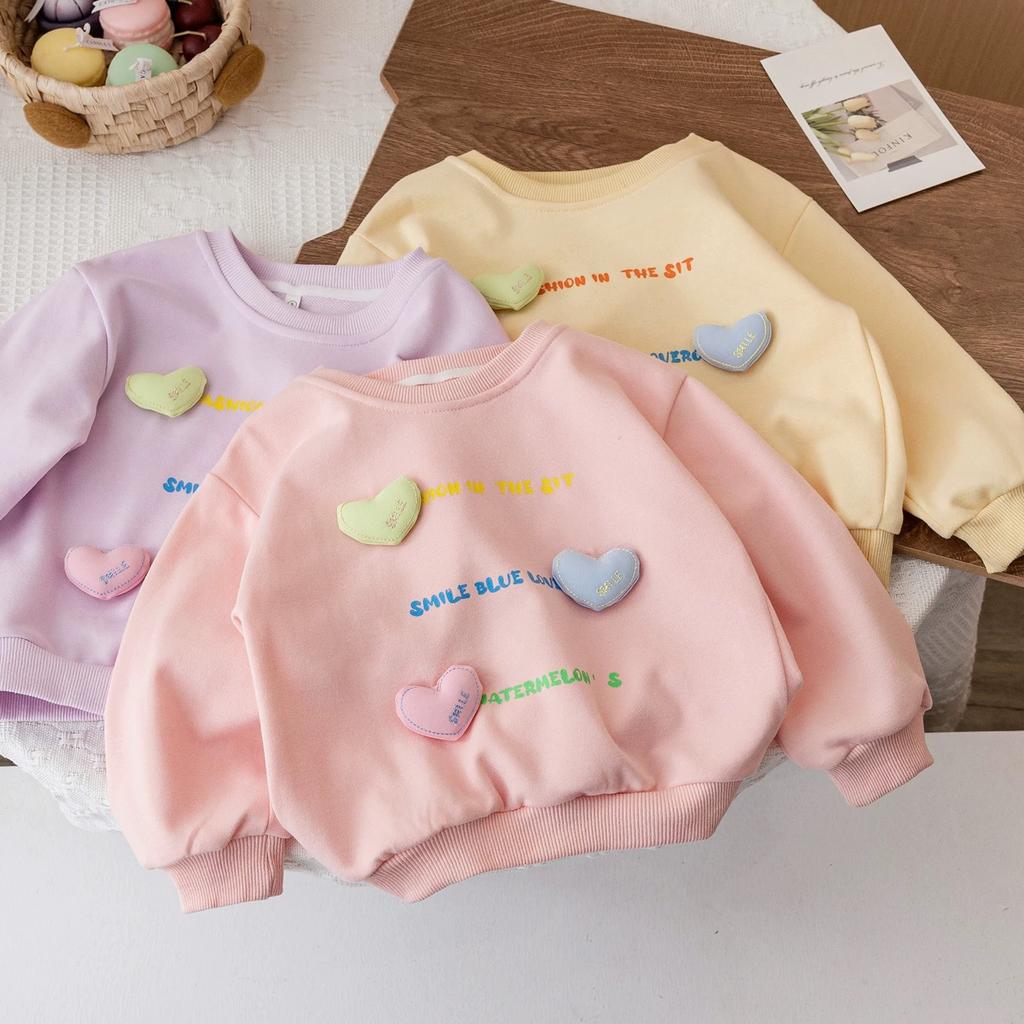 3 To 8Y Girls Sweater 2025 New Baby Pullover Top Love Spring and Autumn Fashion Children's Jacket