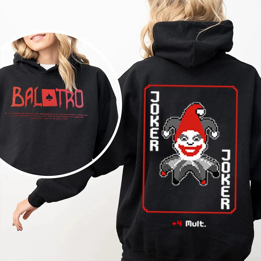 Balatro Hoodie Herren Damen Streetwear Y2k Oversized Grafik Sweatshirt Hoodies Lässig Locker Fleece Warm Damen Herren Kleidung S black